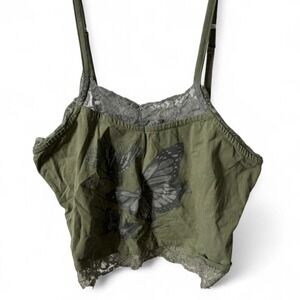 Green Sage Thorne & Fable Butterfly Lace Cami Y2K Cottage Core Boho Size 2